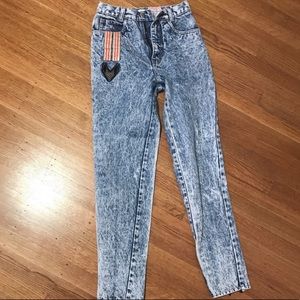 Blue acid washed denim jeans